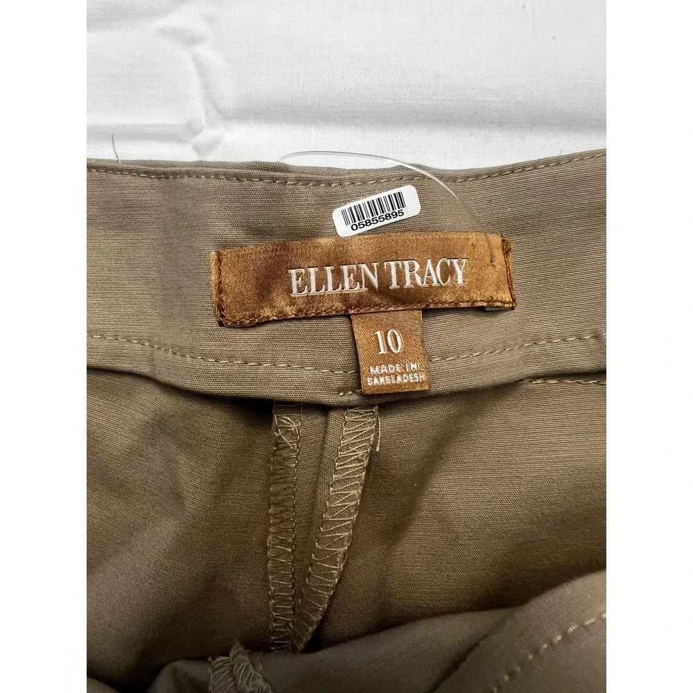 Ellen Tracy Pants Womens 10 Tan Khaki Stretch‎ Straight Leg Dressy Work